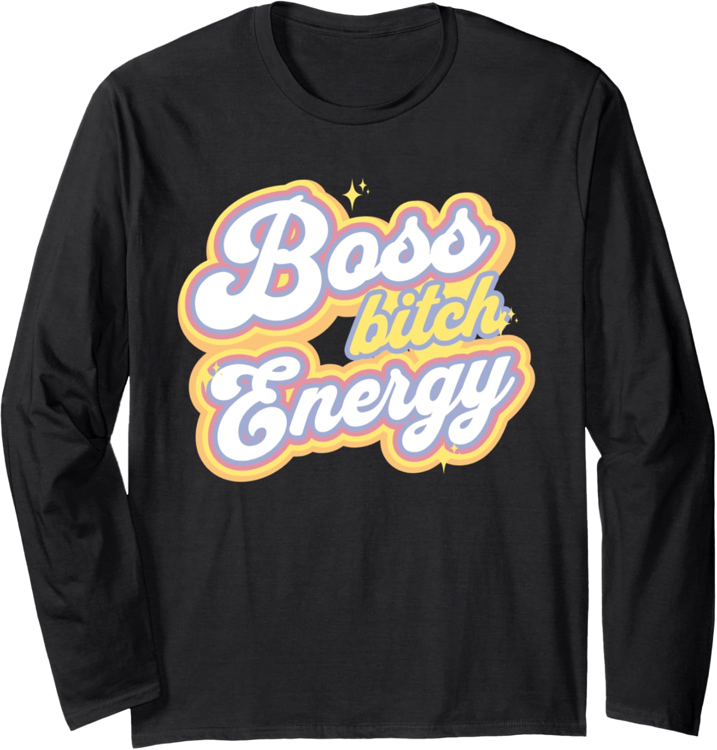 Girl Boss Energy Funny Gen Z Adult Humor Retro Groovy Y2K Long Sleeve