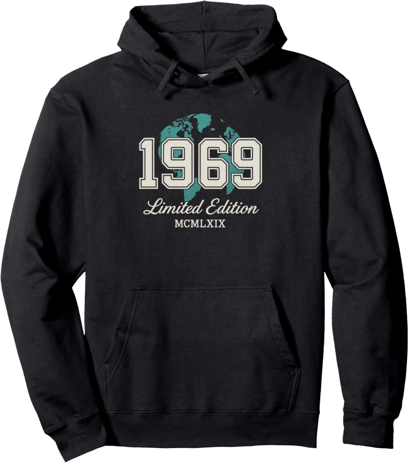 1969 Limited Edition Vintage Globe Birthday Roman Numeral Pullover Hoodie