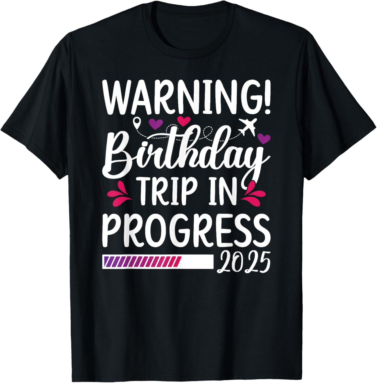 2025 Matching Birthday Vacay Unisex Adults Black Small Modern V Neck Short Sleeve