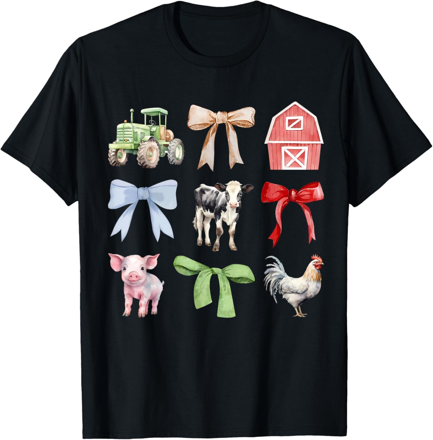 Cute Farm Animals Cow Pig Chicken Coquette Farmer Country